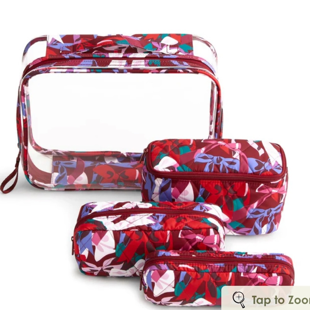 Vera Bradley Red and Purple Travel Pouch Set
